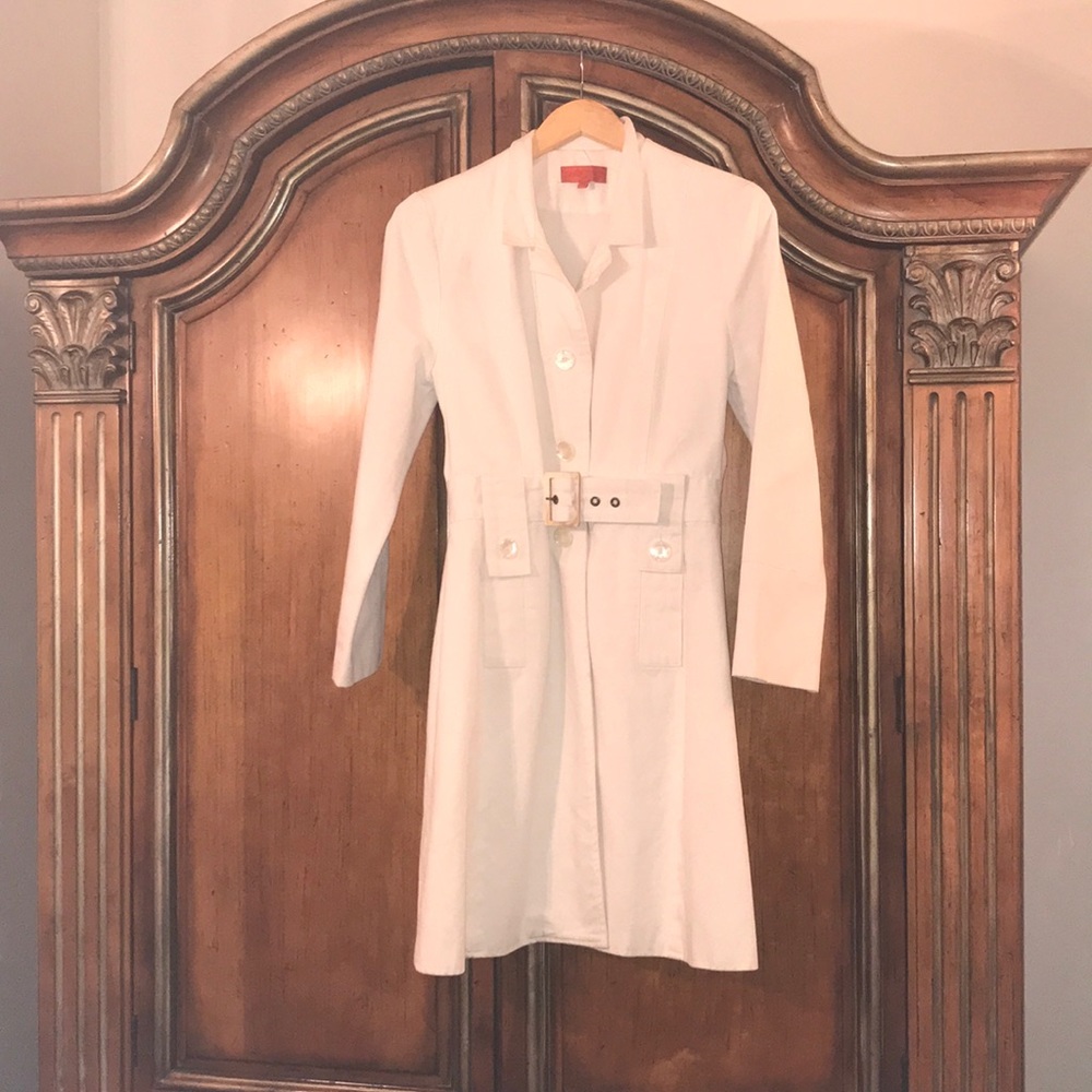 Neely Mack designer white summer trench coat